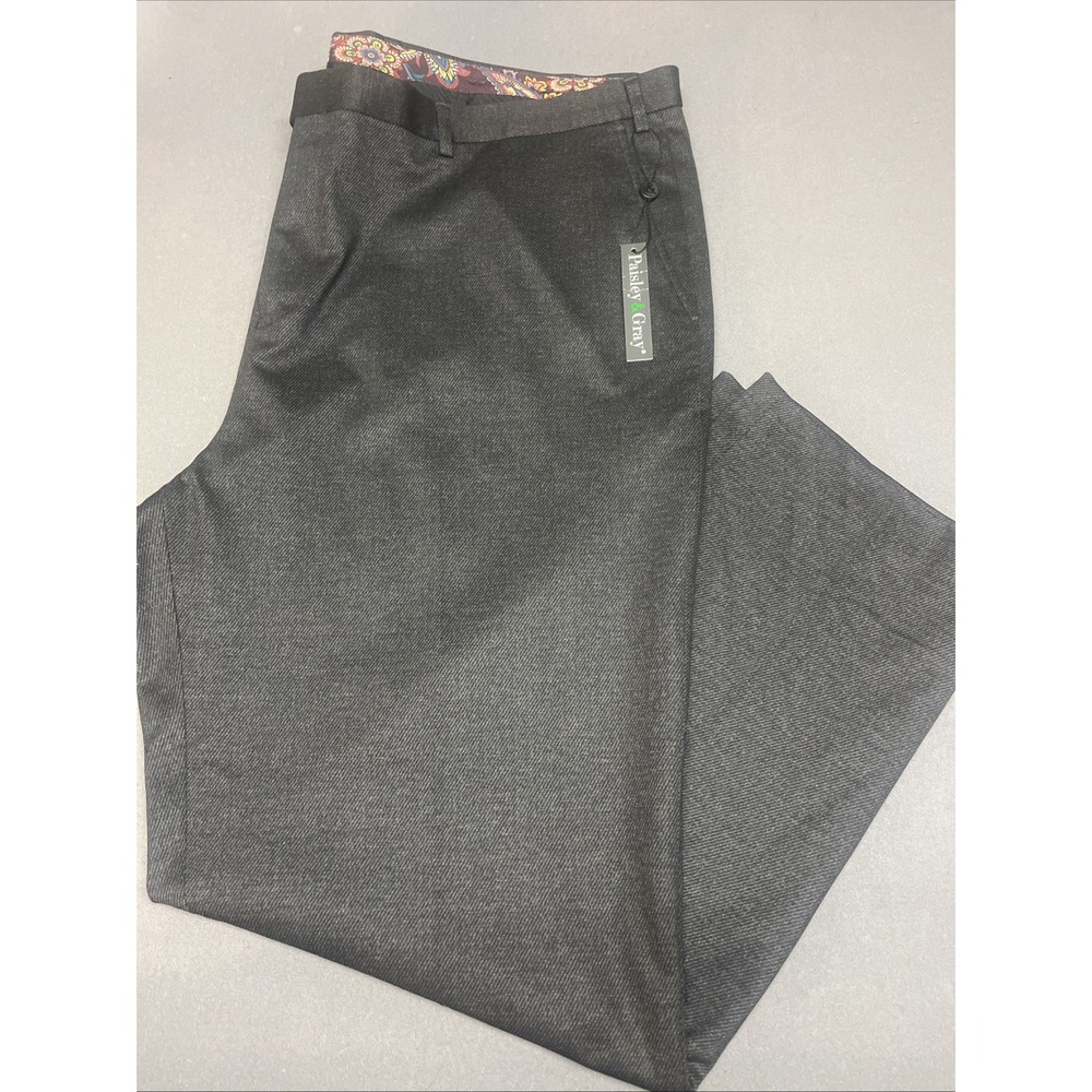 Paisley & Gray Slim Fit Charcoal Herringbone Dress Pants W46 L32